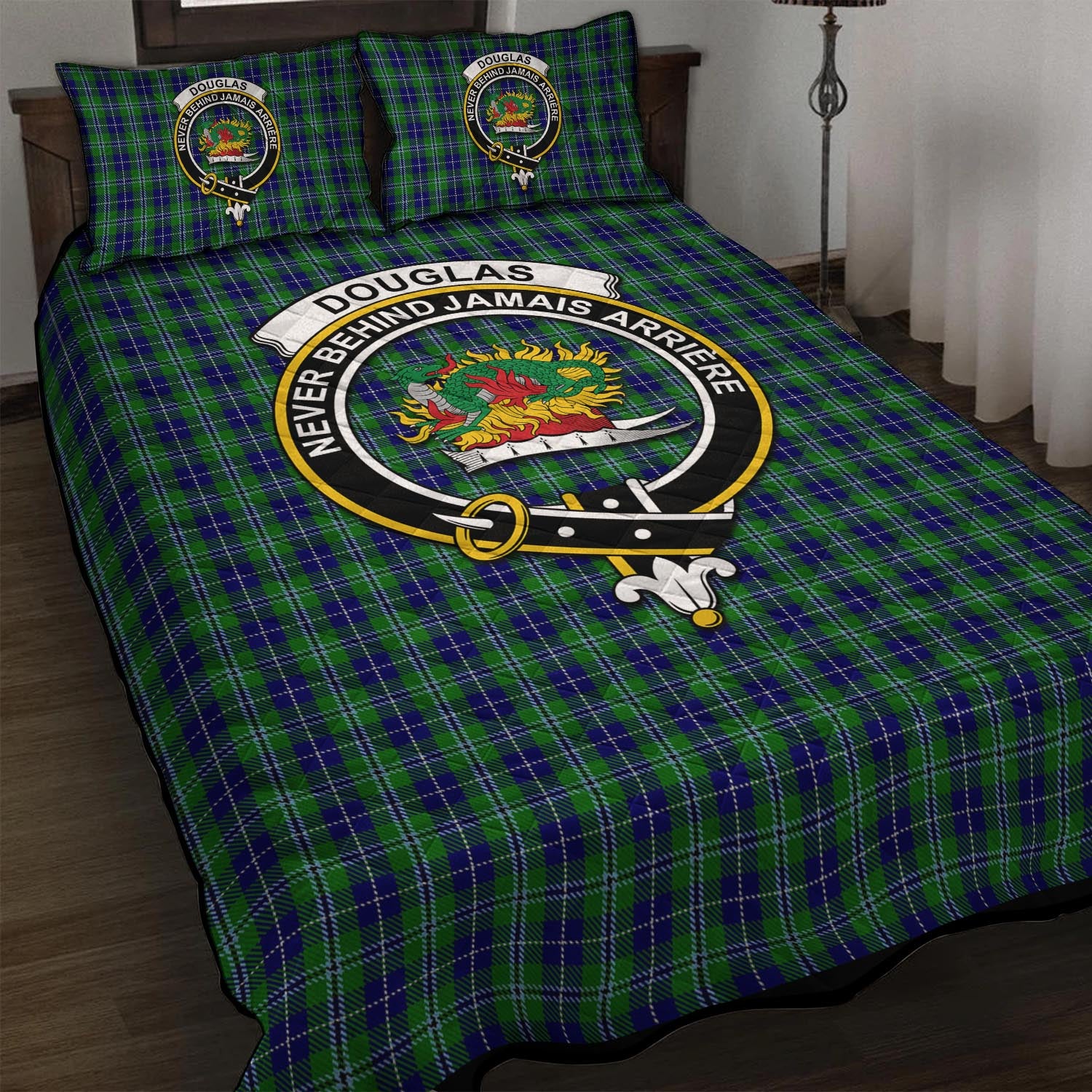 Douglas Tartan Quilt Bed Set with Family Crest - Tartan Vibes Clothing