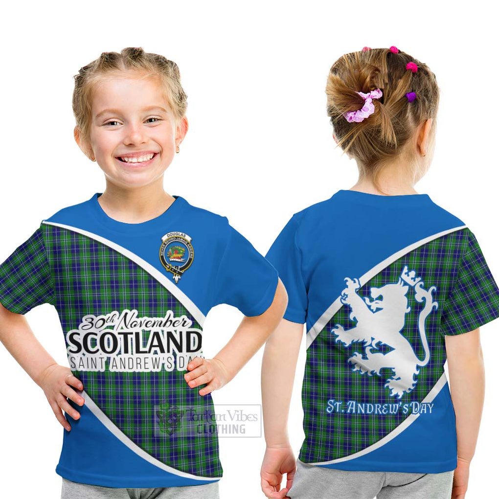 Tartan Vibes Clothing Douglas Family Crest Tartan Kid T-Shirt Celebrate Saint Andrew's Day in Style