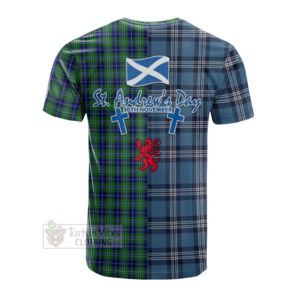 Tartan Vibes Clothing Douglas Tartan Cotton T-shirt Happy St. Andrew's Day Half Tartan Style