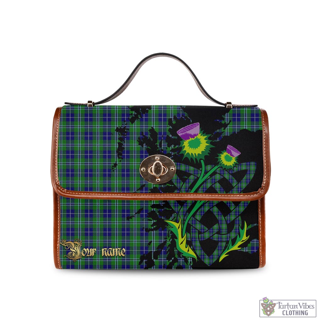 Tartan Vibes Clothing Douglas Tartan Waterproof Canvas Bag with Scotland Map and Thistle Celtic Accents