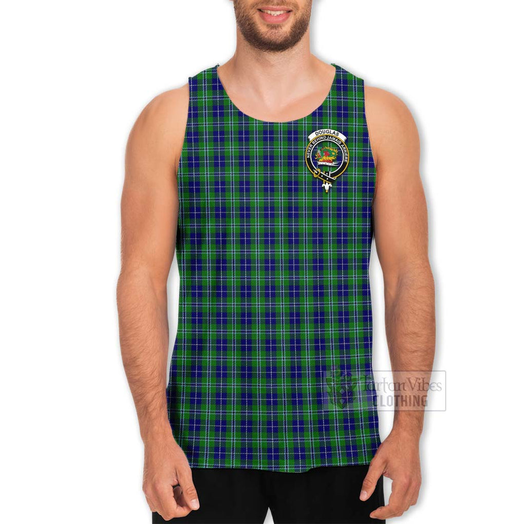 Tartan Vibes Clothing Douglas Tartan Men's Tank Top with Family Crest Celtic Skull Style