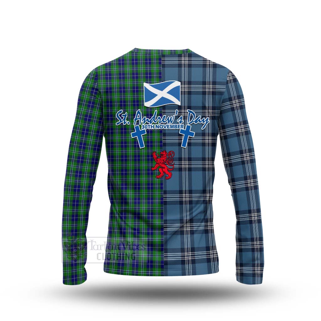 Tartan Vibes Clothing Douglas Tartan Long Sleeve T-Shirt Happy St. Andrew's Day Half Tartan Style