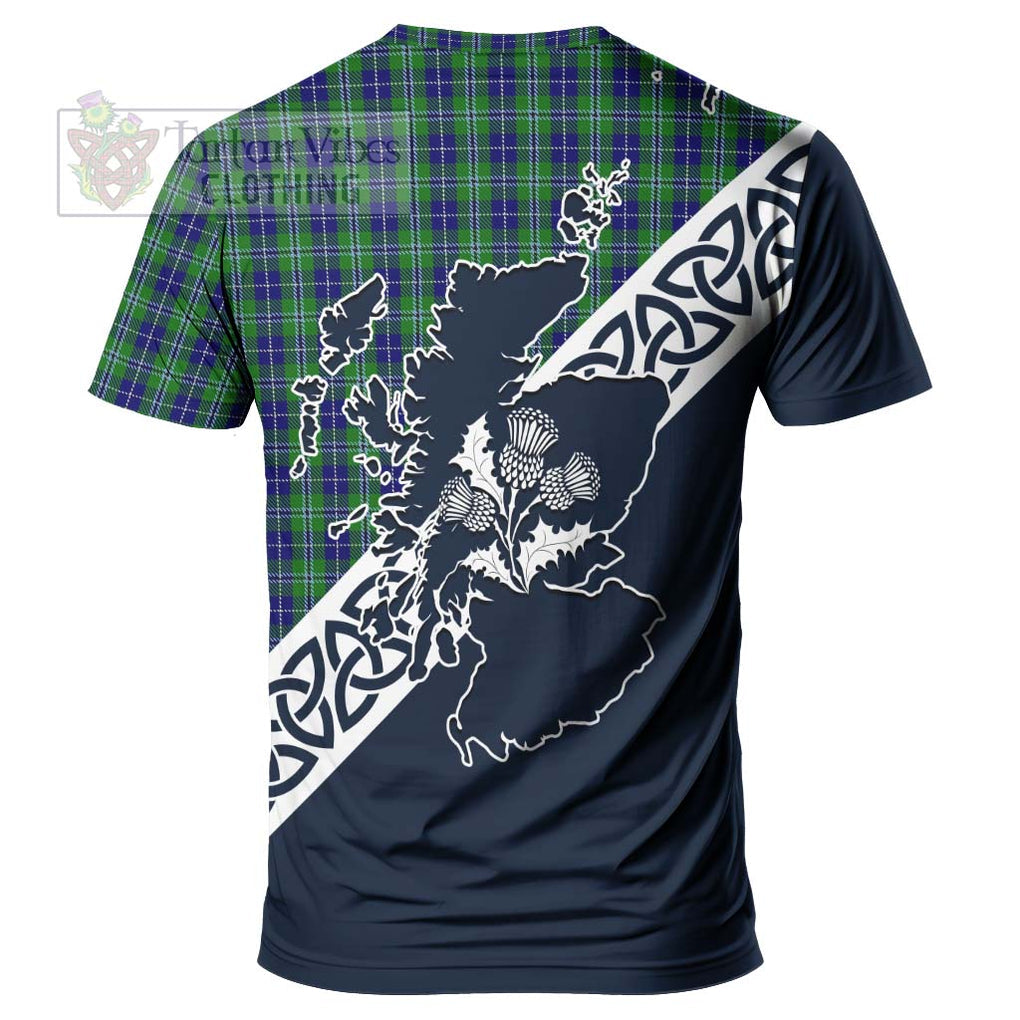 Douglas Tartan T-Shirt Featuring Thistle and Scotland Map