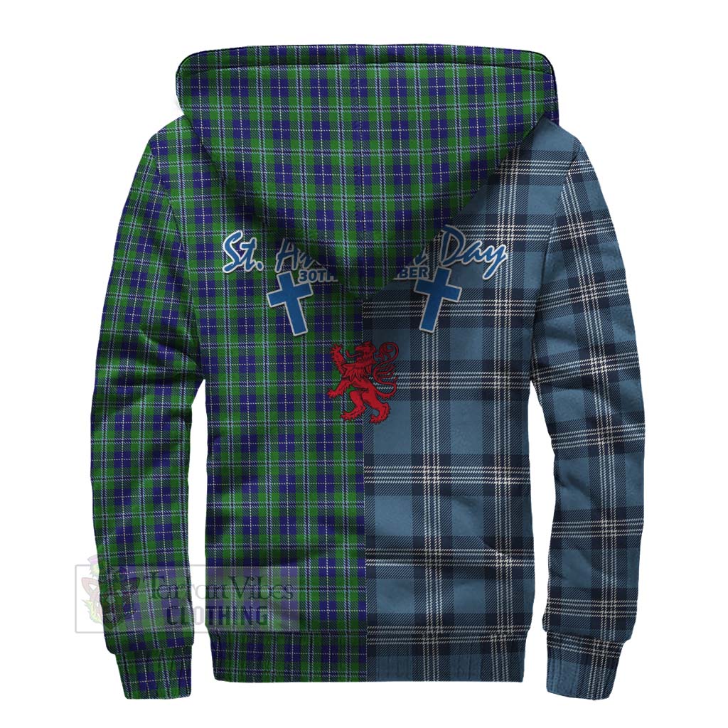 Tartan Vibes Clothing Douglas Tartan Sherpa Hoodie Happy St. Andrew's Day Half Tartan Style