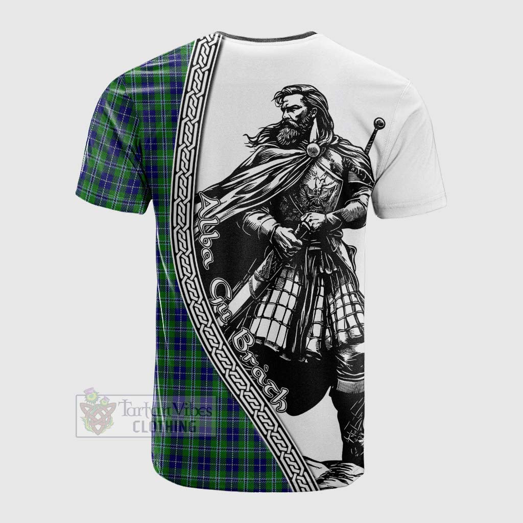 Tartan Vibes Clothing Douglas Tartan Clan Crest Cotton T-shirt with Highlander Warrior Celtic Style