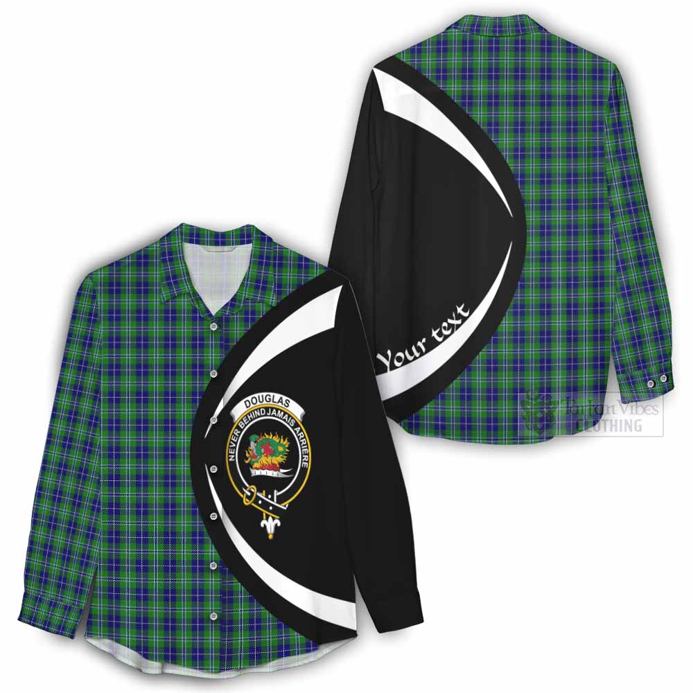 Tartan Vibes Clothing Douglas Tartan Women's Casual Shirt with Family Crest Circle Style