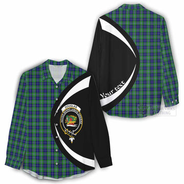 Douglas Tartan Women's Casual Shirt with Family Crest Circle Style