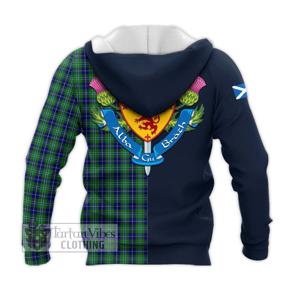 Tartan Vibes Clothing Douglas Tartan Knitted Hoodie with Scottish Lion Royal Arm Half Style