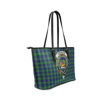 Douglas Tartan Leather Tote Bag with Family Crest