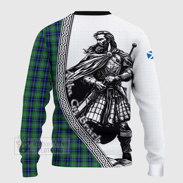 Douglas Tartan Clan Crest Knitted Sweater with Highlander Warrior Celtic Style