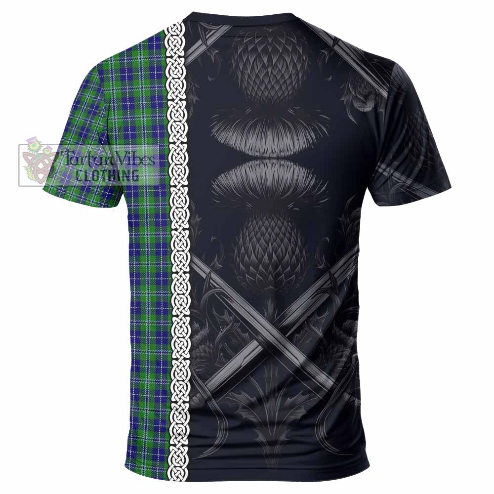 Tartan Vibes Clothing Douglas Tartan T-Shirt with Family Crest Cross Sword Thistle Celtic Vibes