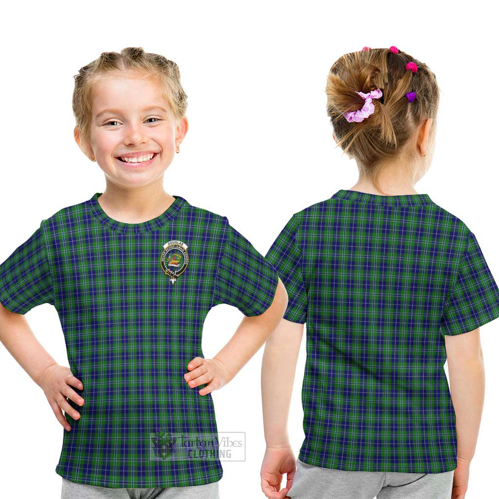 Douglas Tartan Kid T-Shirt with Family Crest - Tartanvibesclothing Shop