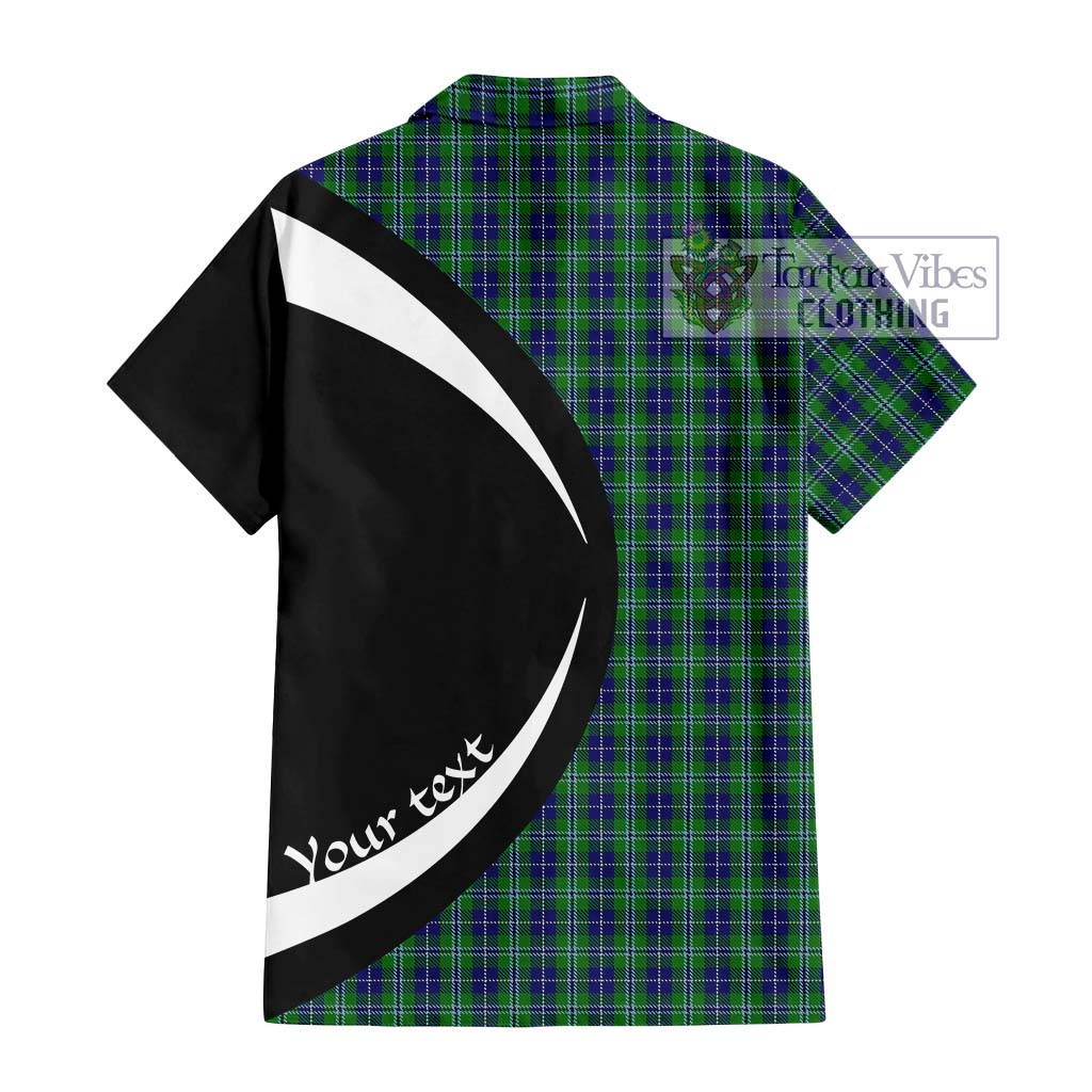 Douglas Tartan Short Sleeve Button Up with Family Crest Circle Style - Tartan Vibes Clothing