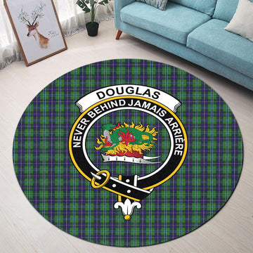 Douglas Tartan Round Rug with Family Crest