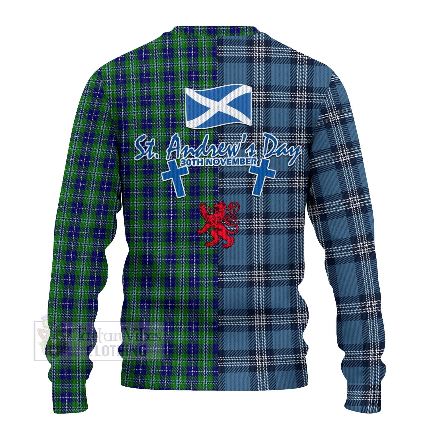 Tartan Vibes Clothing Douglas Tartan Knitted Sweater Happy St. Andrew's Day Half Tartan Style