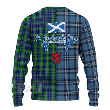 Douglas Tartan Knitted Sweater Happy St. Andrew's Day Half Tartan Style