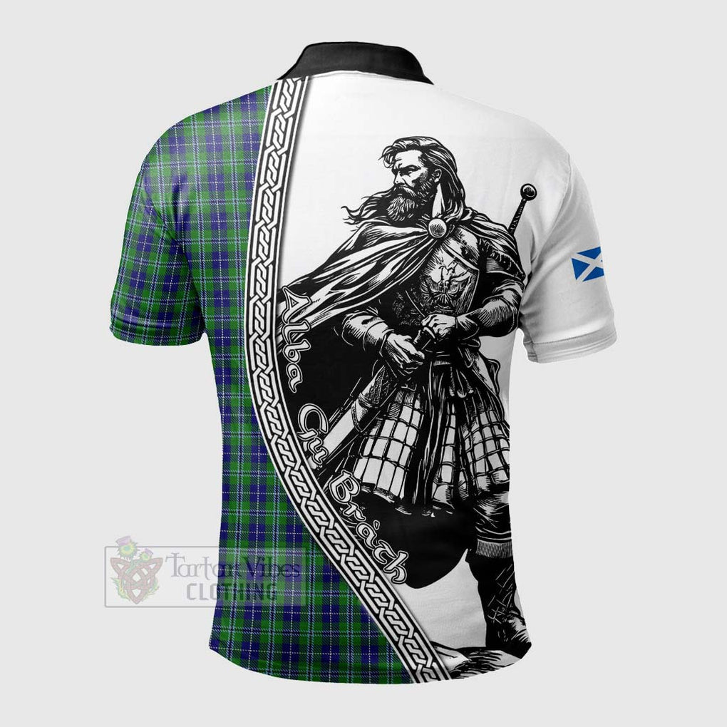 Tartan Vibes Clothing Douglas Tartan Clan Crest Polo Shirt with Highlander Warrior Celtic Style