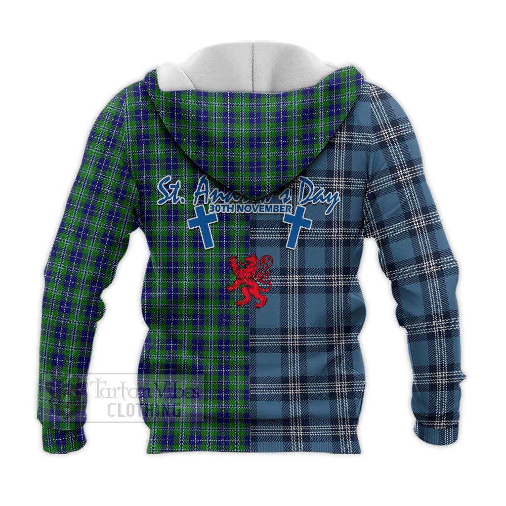 Tartan Vibes Clothing Douglas Tartan Knitted Hoodie Happy St. Andrew's Day Half Tartan Style