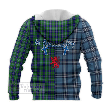 Douglas Tartan Knitted Hoodie Happy St. Andrew's Day Half Tartan Style