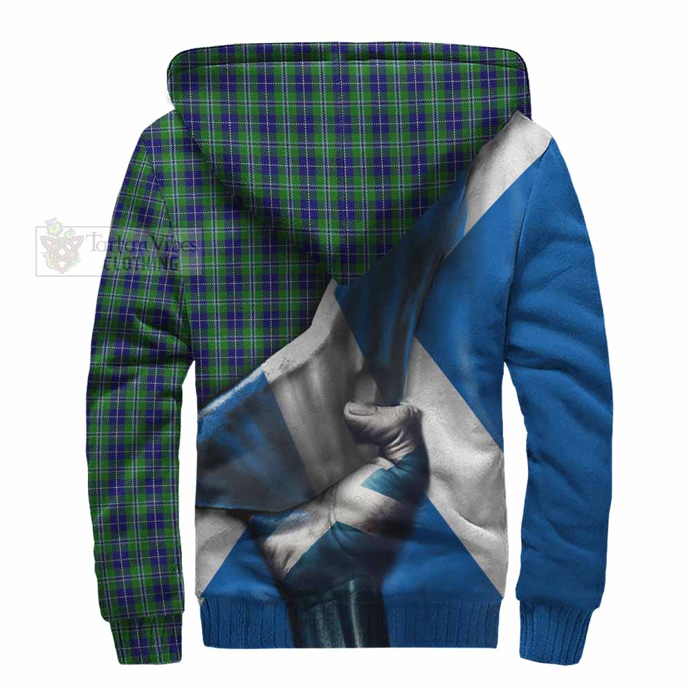 Tartan Vibes Clothing Douglas Tartan Sherpa Hoodie with Family Crest Scotland Patriotic Style