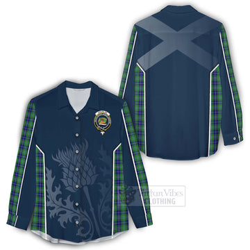 Douglas Tartan Women's Casual Shirt with Family Crest and Scottish Thistle Vibes Sport Style