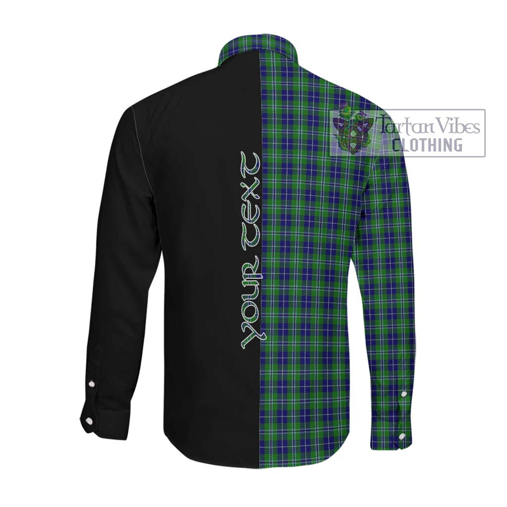 Douglas Tartan Long Sleeve Button Shirt with Family Crest and Half Of Me Style Men's Shirt - Tartanvibesclothing Shop