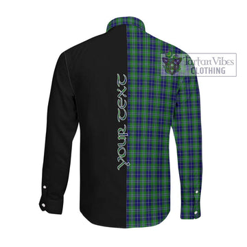 Douglas Tartan Long Sleeve Button Shirt with Family Crest and Half Of Me Style