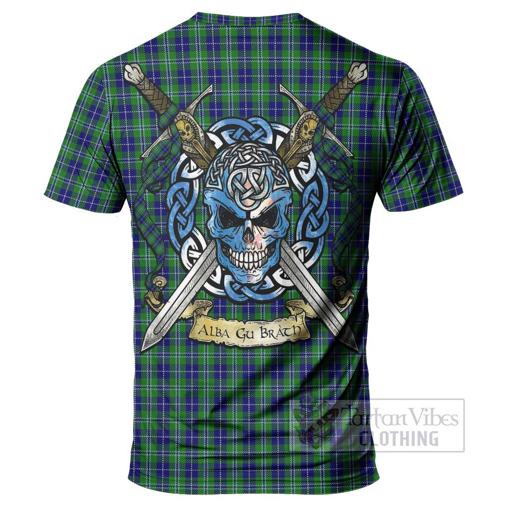 Tartan Vibes Clothing Douglas Tartan T-Shirt with Family Crest Celtic Skull Style