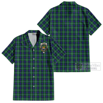 Douglas Tartan Cotton Hawaiian Shirt with Family Crest