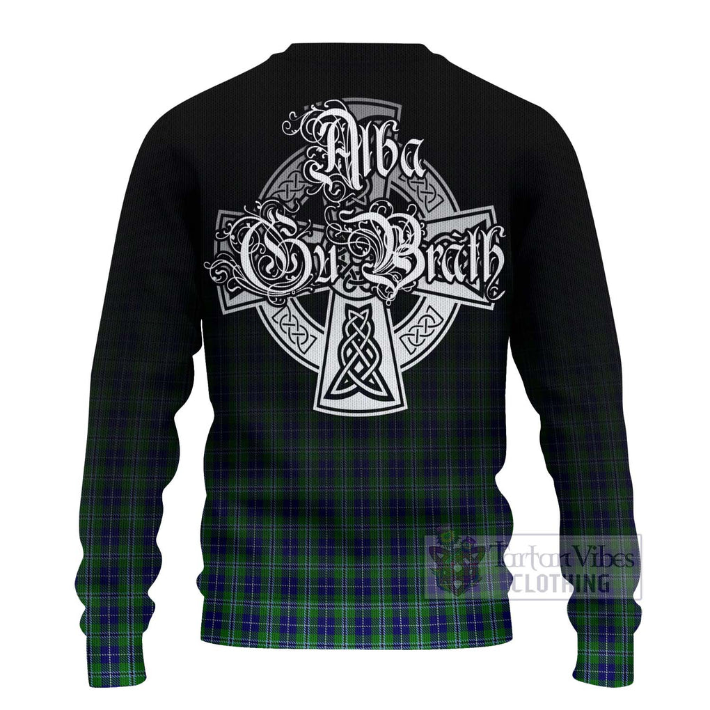 Tartan Vibes Clothing Douglas Tartan Knitted Sweater Featuring Alba Gu Brath Family Crest Celtic Inspired