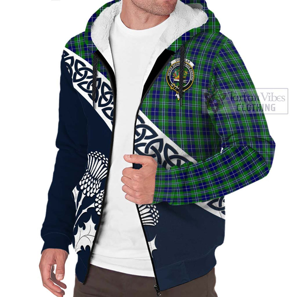 Tartan Vibes Clothing Douglas Tartan Sherpa Hoodie Featuring Thistle and Scotland Map