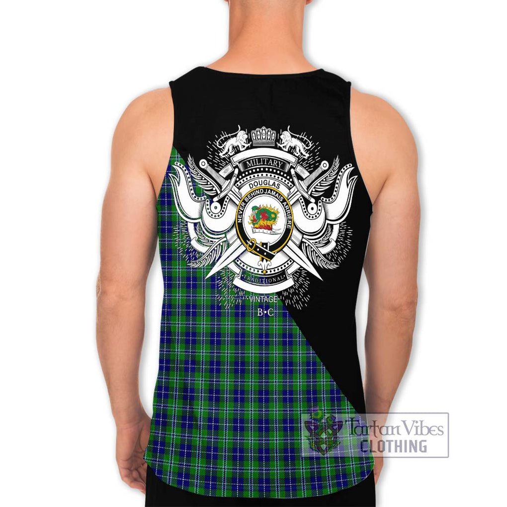 Douglas Tartan Men's Tank Top with Family Crest and Military Logo Style - Tartanvibesclothing Shop