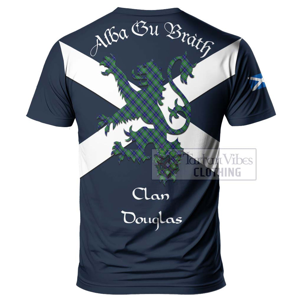 Tartan Vibes Clothing Douglas Tartan Lion Rampant T-Shirt – Proudly Display Your Heritage with Alba Gu Brath and Clan Name