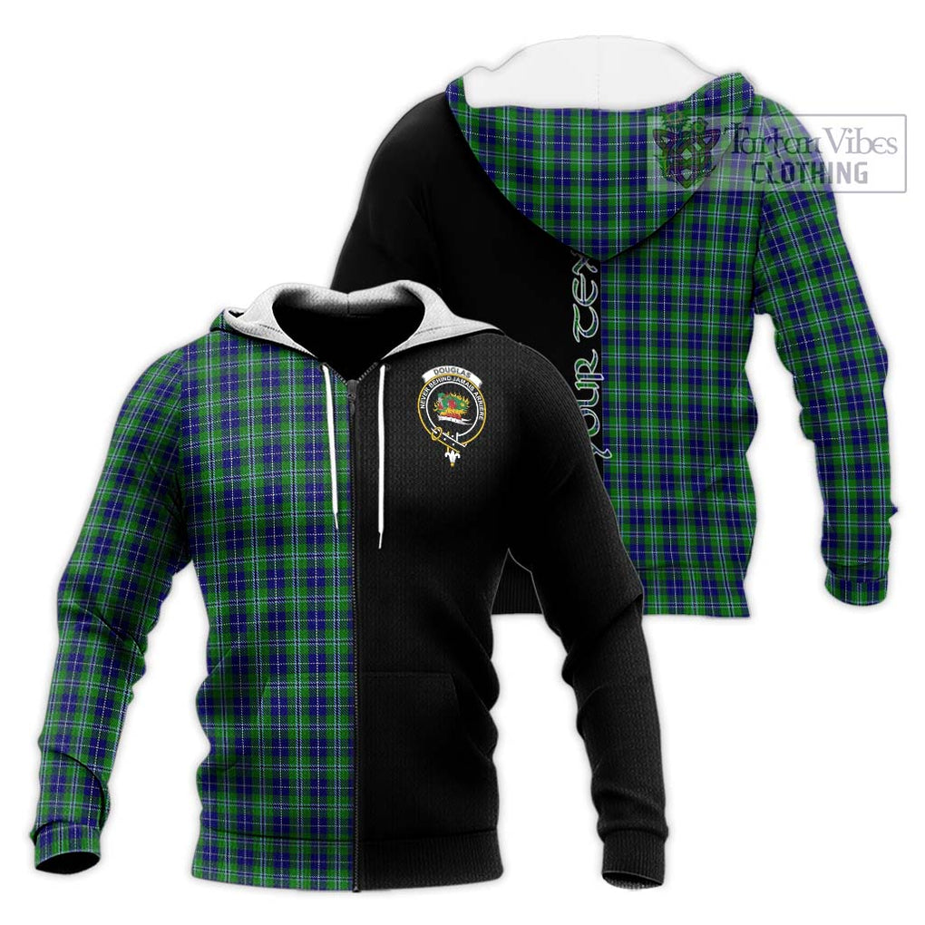 Douglas Tartan Knitted Hoodie with Family Crest and Half Of Me Style Unisex Knitted Zip Hoodie - Tartanvibesclothing Shop