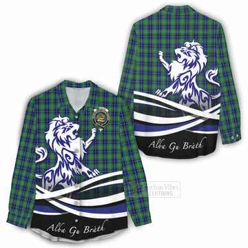 Douglas Tartan Women's Casual Shirt with Alba Gu Brath Regal Lion Emblem