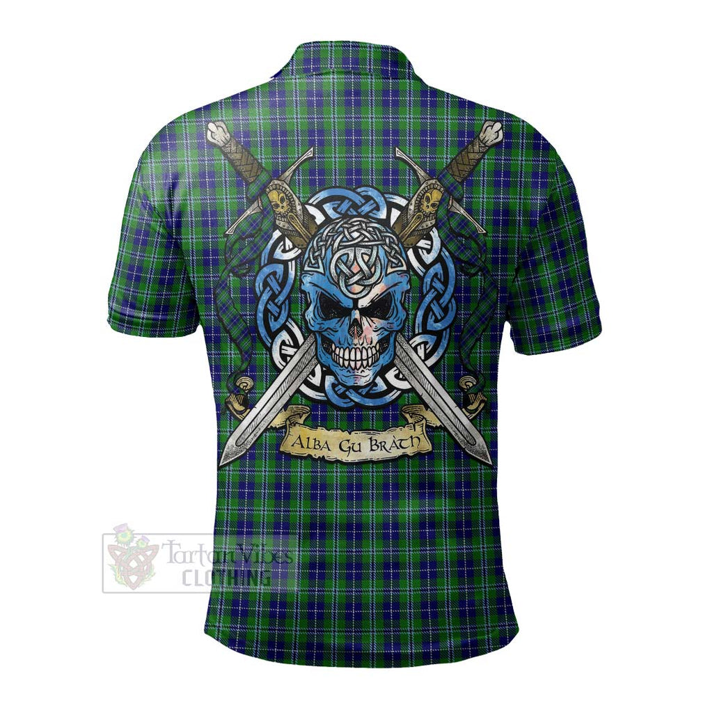 Tartan Vibes Clothing Douglas Tartan Polo Shirt with Family Crest Celtic Skull Style