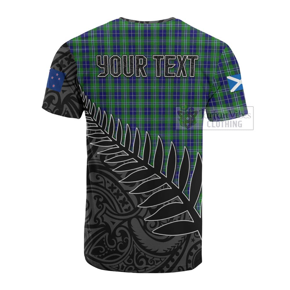 Tartan Vibes Clothing Douglas Crest Tartan Cotton T-shirt with New Zealand Silver Fern Half Style