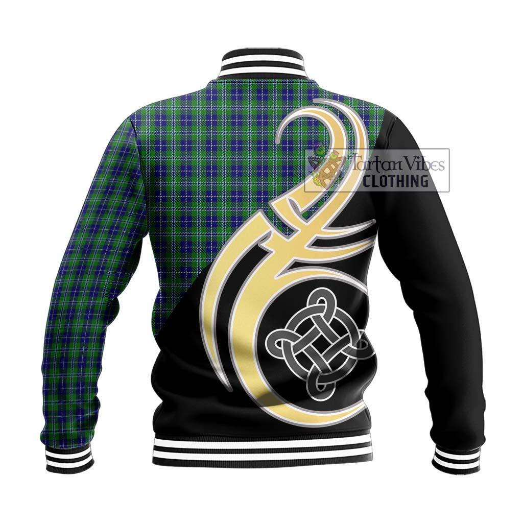 Douglas Tartan Baseball Jacket with Family Crest and Celtic Symbol Style - Tartan Vibes Clothing