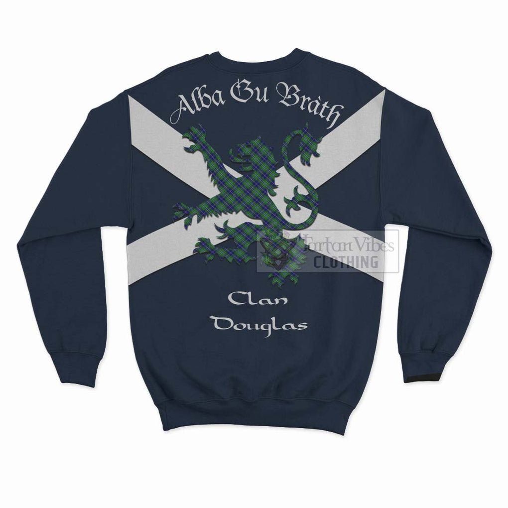 Tartan Vibes Clothing Douglas Tartan Lion Rampant Sweatshirt – Proudly Display Your Heritage with Alba Gu Brath and Clan Name