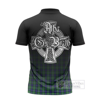 Douglas Tartan Zipper Polo Shirt Featuring Alba Gu Brath Family Crest Celtic Inspired