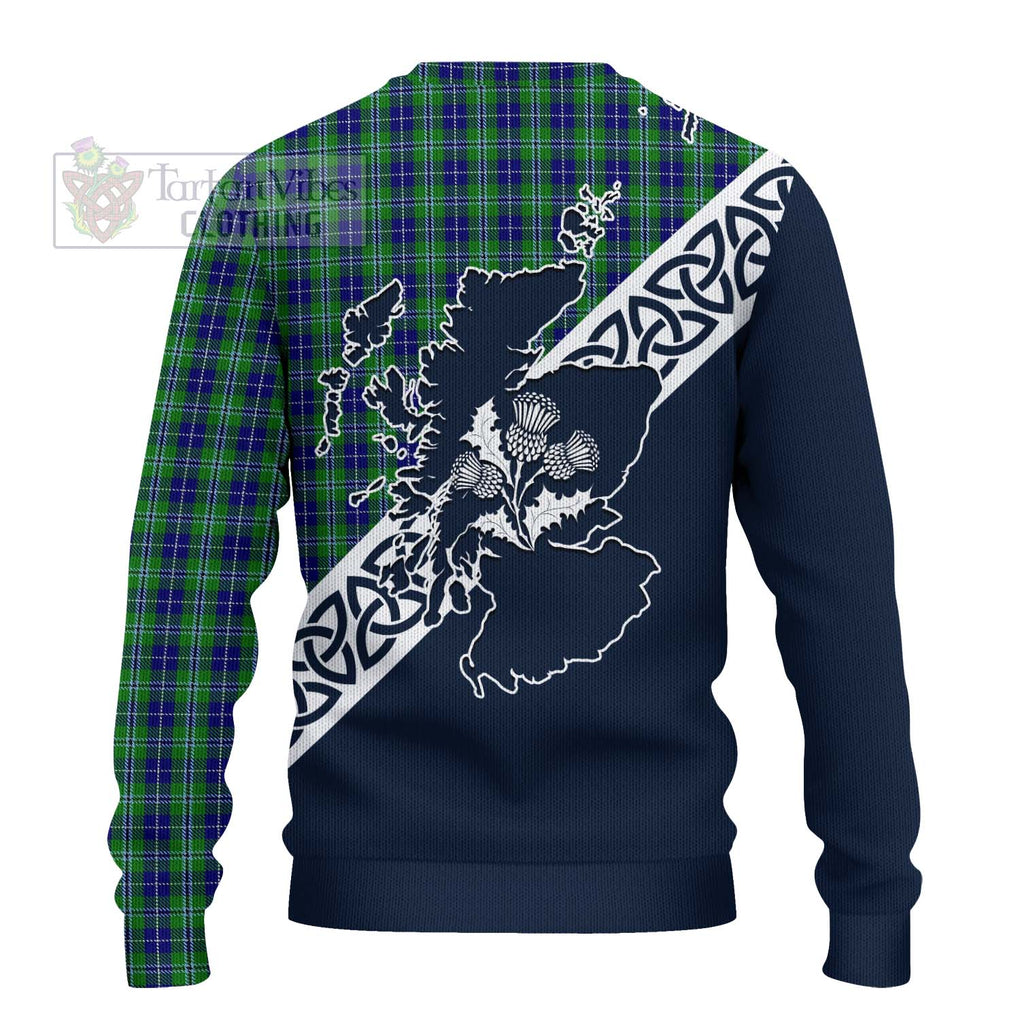 Tartan Vibes Clothing Douglas Tartan Knitted Sweater Featuring Thistle and Scotland Map