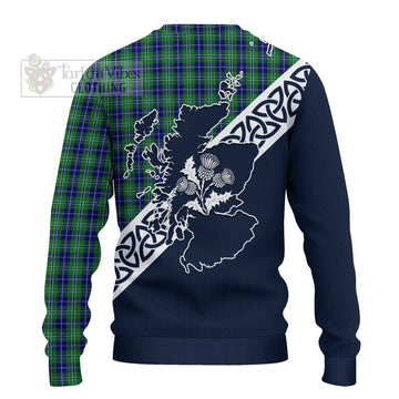 Douglas Tartan Ugly Sweater Featuring Thistle and Scotland Map