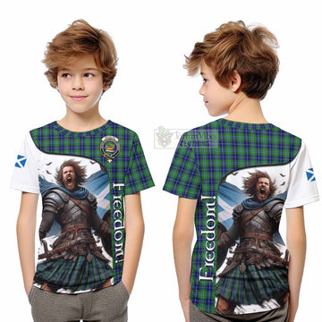 Douglas Crest Tartan Kid T-Shirt Inspired by the Freedom of Scottish Warrior