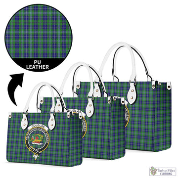 Douglas Tartan Luxury Leather Handbags with Family Crest