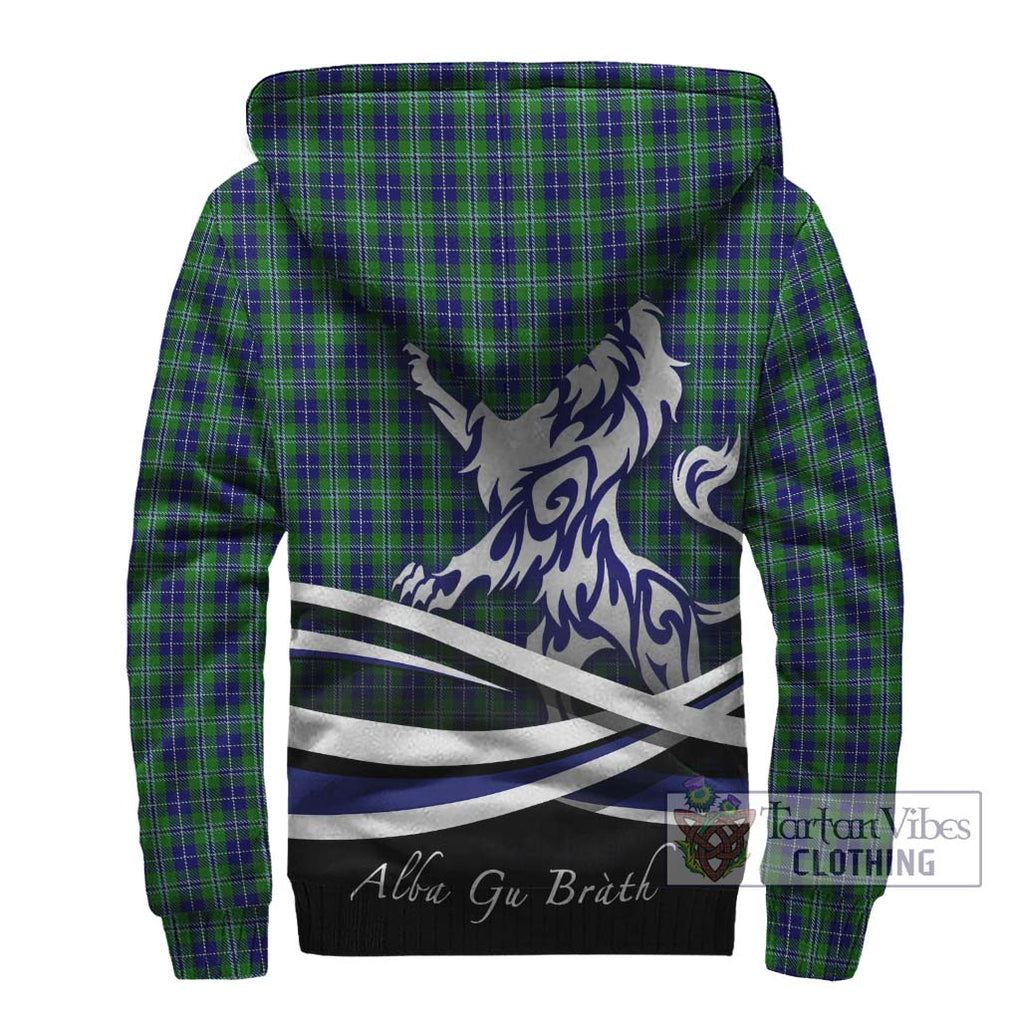 Douglas Tartan Sherpa Hoodie with Alba Gu Brath Regal Lion Emblem - Tartanvibesclothing Shop