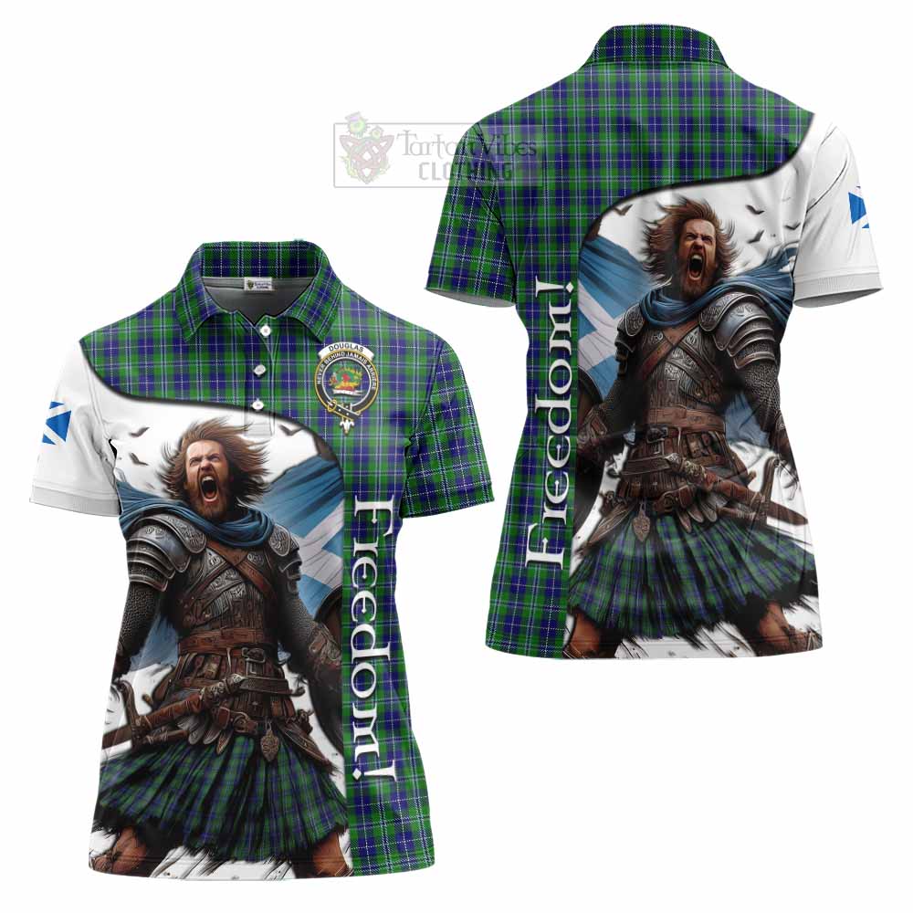 Tartan Vibes Clothing Douglas Crest Tartan Women's Polo Shirt Inspired by the Freedom of Scottish Warrior