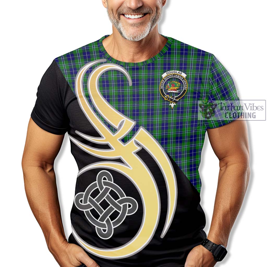 Tartan Vibes Clothing Douglas Tartan T-Shirt with Family Crest and Celtic Symbol Style