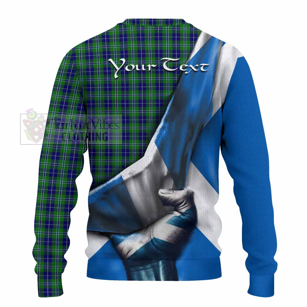 Tartan Vibes Clothing Douglas Tartan Knitted Sweater with Family Crest Scotland Patriotic Style