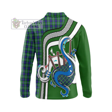 Douglas Tartan Long Sleeve Polo Shirt with Epic Bagpipe Style