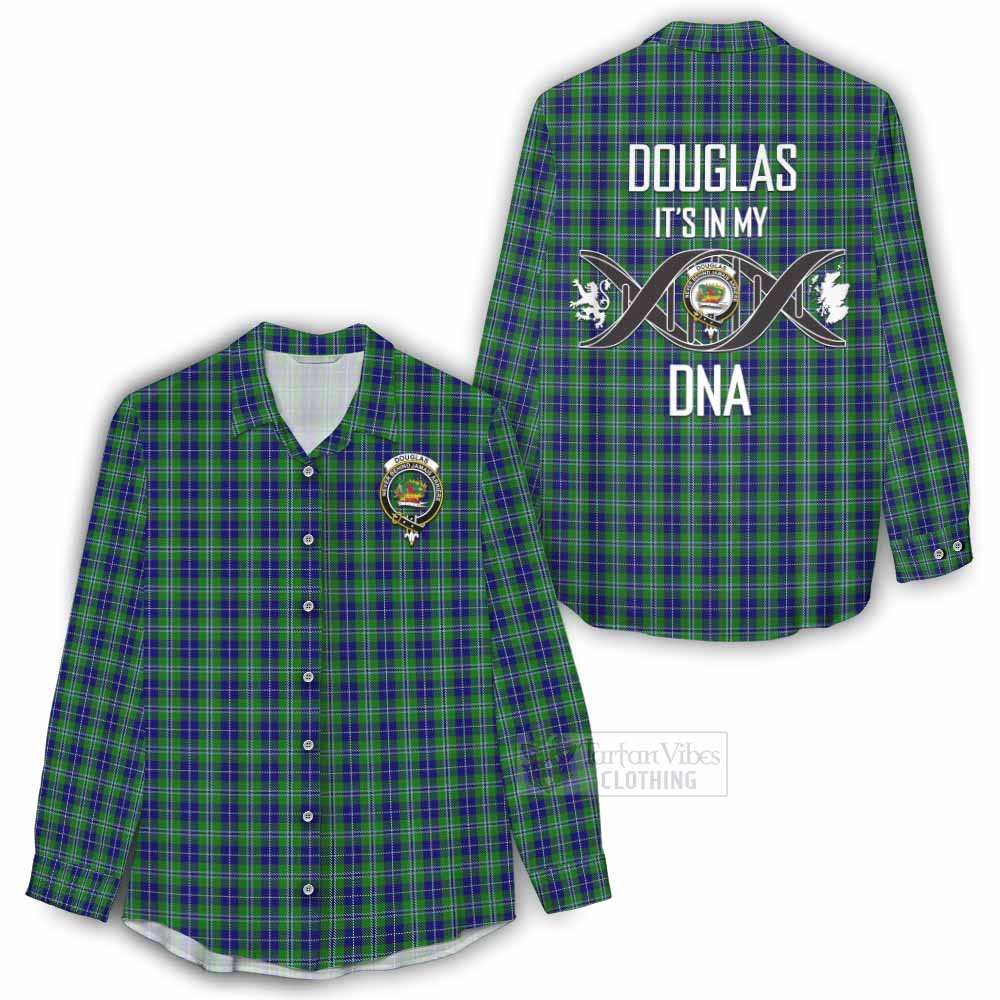 Tartan Vibes Clothing Douglas Tartan Women's Casual Shirt with Family Crest DNA In Me Style